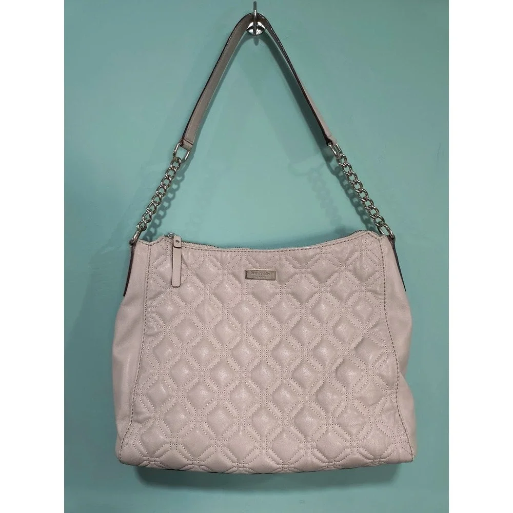 Kate Spade New York Quilted Leather Shoulder Bag‎ Beige Chain Strap